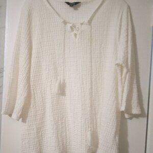 Sim Factor Investments women's top string tie size L crem popcorn top boho retro